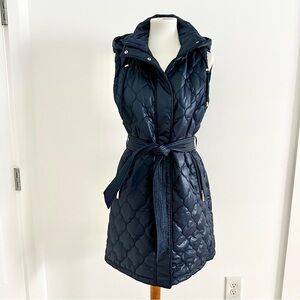 Kate Spade Navy Blue Quilted Belted Vest Size Medium